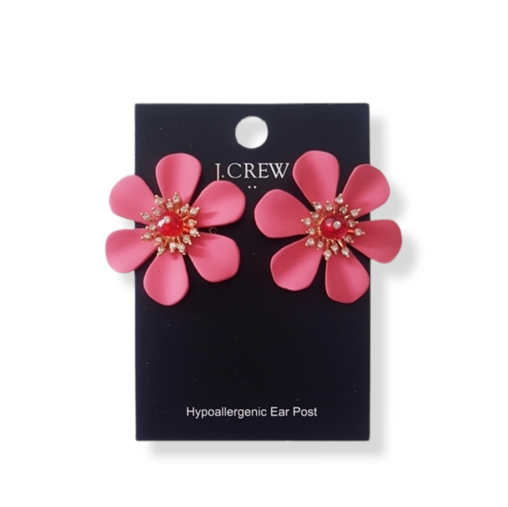 J.CREW Pink Flower Earrings